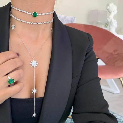 European And American Simple Star Zircon Necklace Design