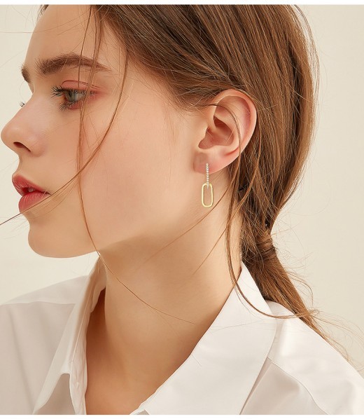 Light Luxury Design Double Ring Moissanite High Sense Niche S925 Silver Tassel Earrings