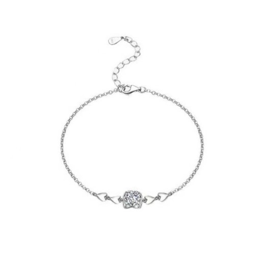 925 Sterling Silver Bracelet Female With Hearts Cow Head Inlaid