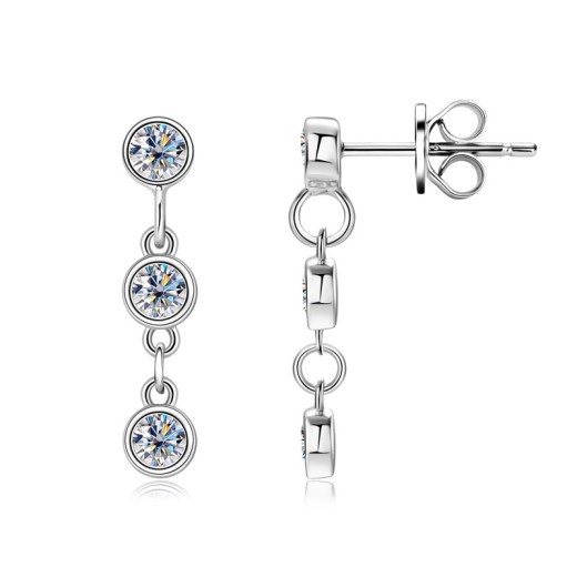 Temperament Wild Moissanite Stud Earrings Female Tassel Eardrops Special-interest Design High Sense S925 Sterling Silver Earrings Wholesale