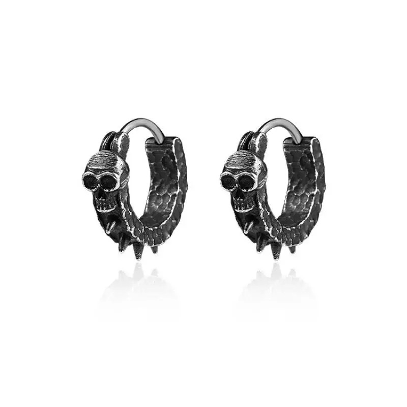 Gothic Black Skull Awl Earrings