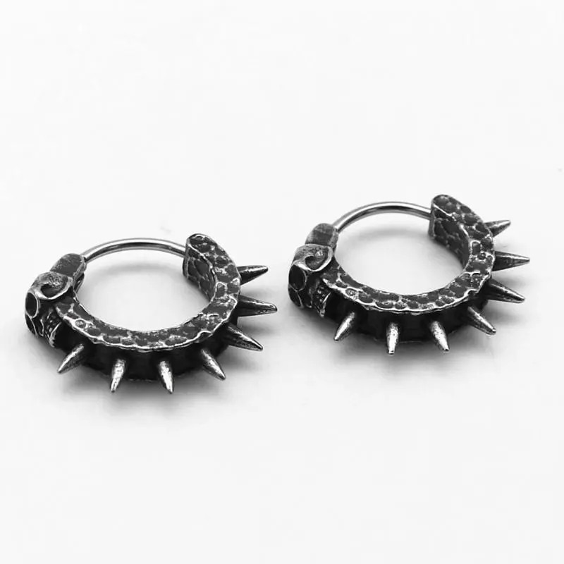 Gothic Black Skull Awl Earrings