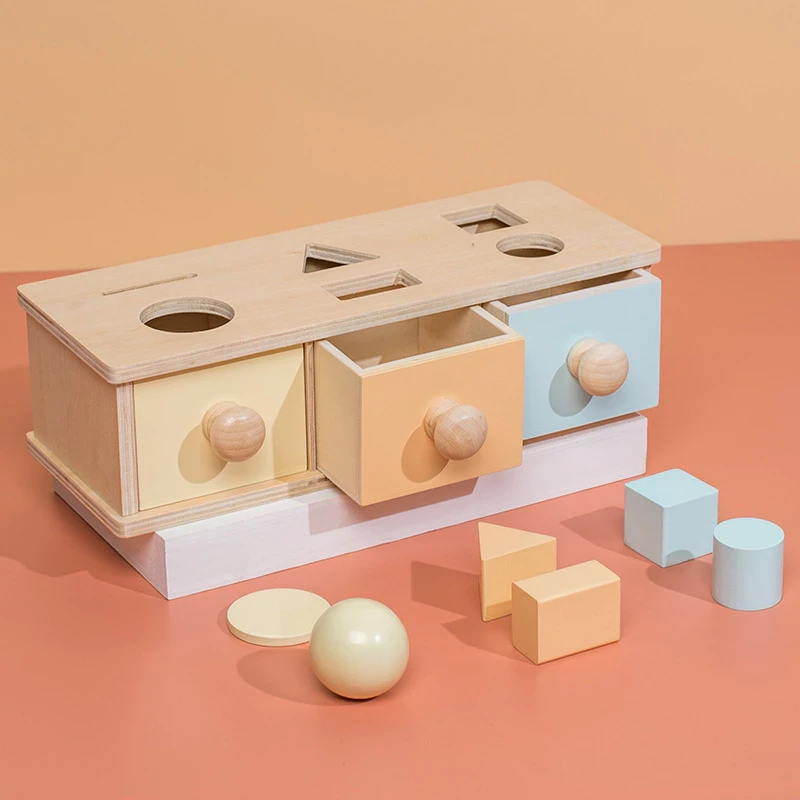 Baby Kids Educational Toys - Baby Montessori Toys Coin Ball Box Spinning Drum Sensory Motor Kids Fine Wood
