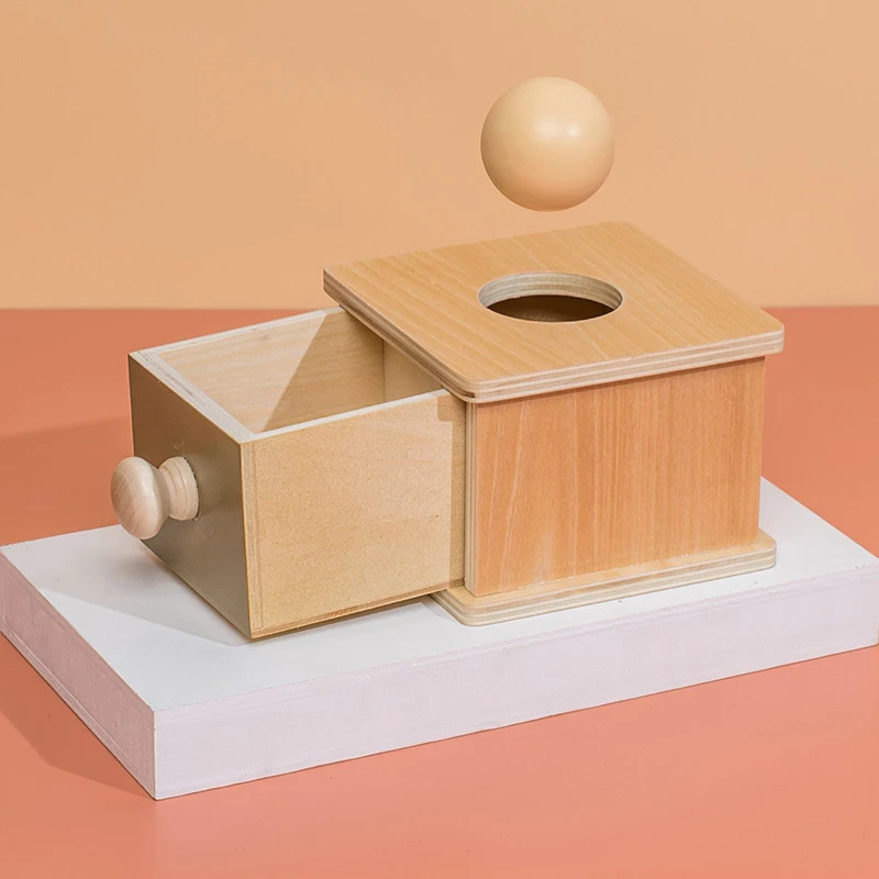 Baby Kids Educational Toys - Baby Montessori Toys Coin Ball Box Spinning Drum Sensory Motor Kids Fine Wood