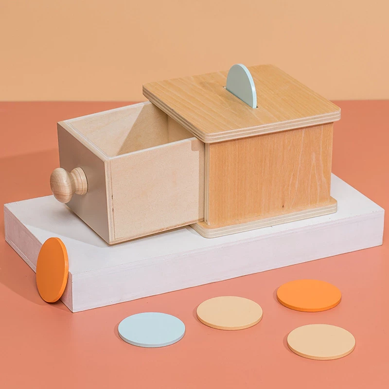 Baby Kids Educational Toys - Baby Montessori Toys Coin Ball Box Spinning Drum Sensory Motor Kids Fine Wood