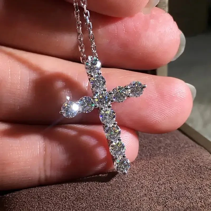 Hip Hop Trend Diamond Cross Necklace