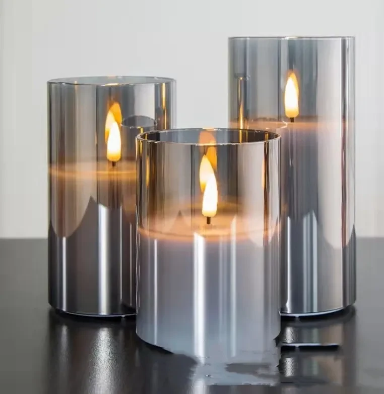Electroplated Glass LED Electronic Candle Lights Wholesale Rechargeabl