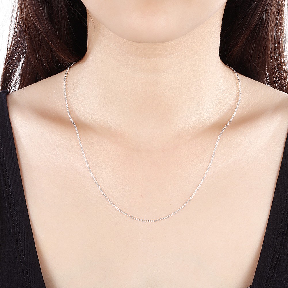 925 Sterling Silver Charms 1MM Circle Chain Necklace