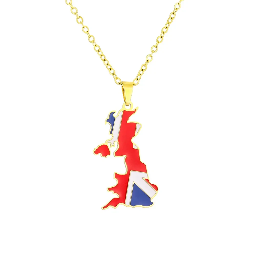 Womens Stainless Steel Simple & Versatile Map Necklace