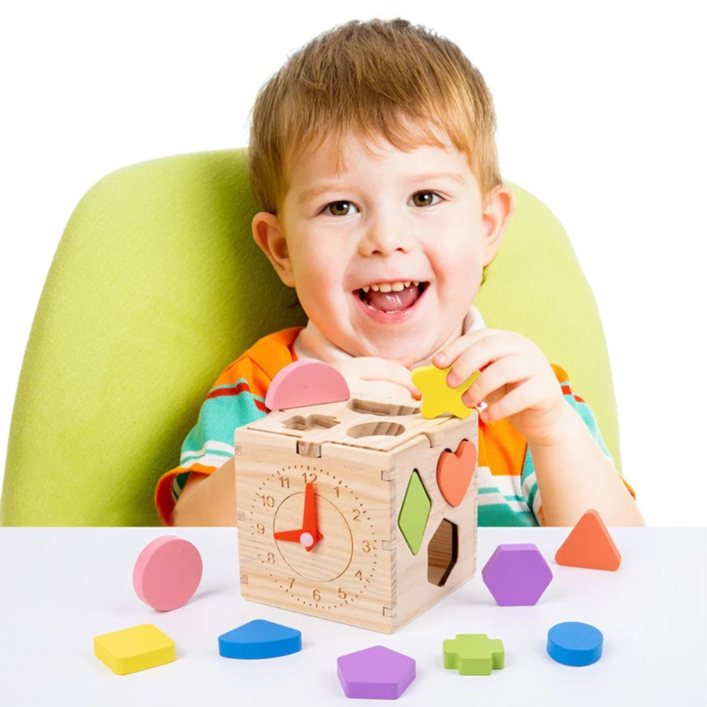 Educational Wooden Toys Motor Puzzle Geometry Wooden 3D Toy Box