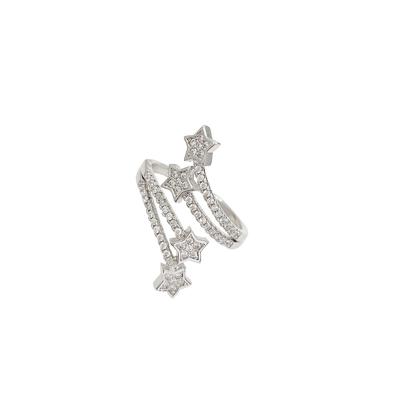 Multi Layer Micro-inlaid Five-pointed Star Zircon Ring