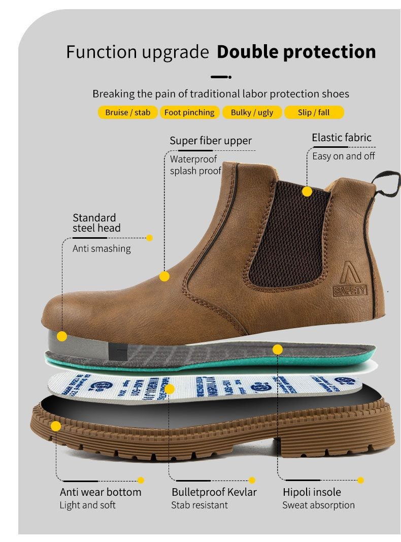 Women Steel Cap Work Boots Slip On Safety Oiled Leather Puncture Proof size 8-13