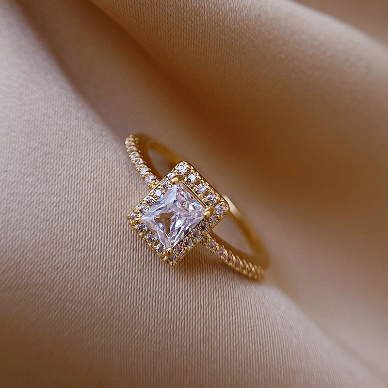 Small Square Ring Square Ring Opening Adjustable Index Finger Ring