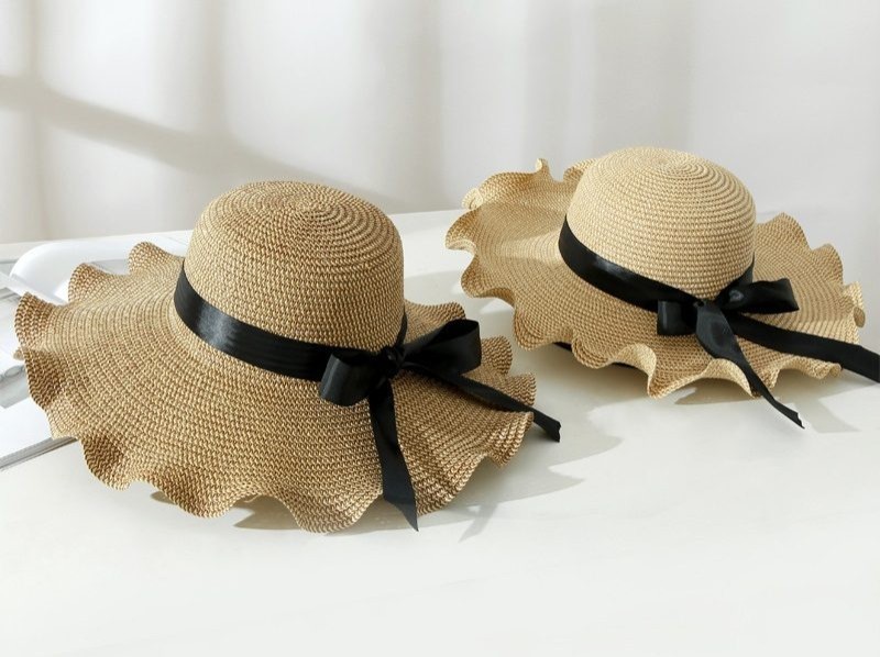 Brown - Women Lady Sun Straw Hat Wide Brim Floppy Derby Summer Beach Cap