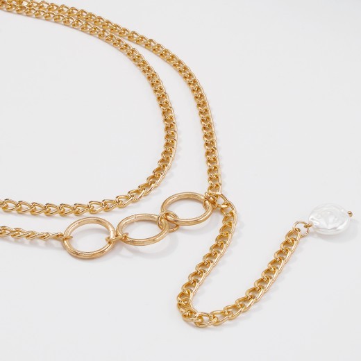 Necklace Alloy Ring Retro Double Layer New Necklace