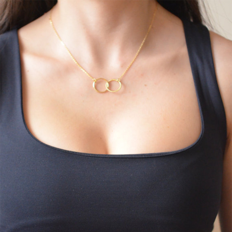 Women's Necklace Alloy Copper Ring Pendant Lock Bone Chain