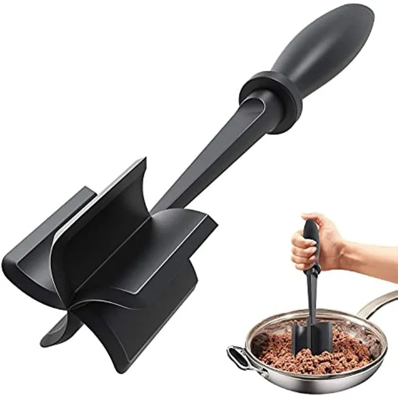 5 Blade Heat Resistant Nylon Meat Chopper Non Scratch Potato Masher Tool Safe For All Cookware Kitchen Utensil For Ground Beef Hamburger Smasher Cooking Tools