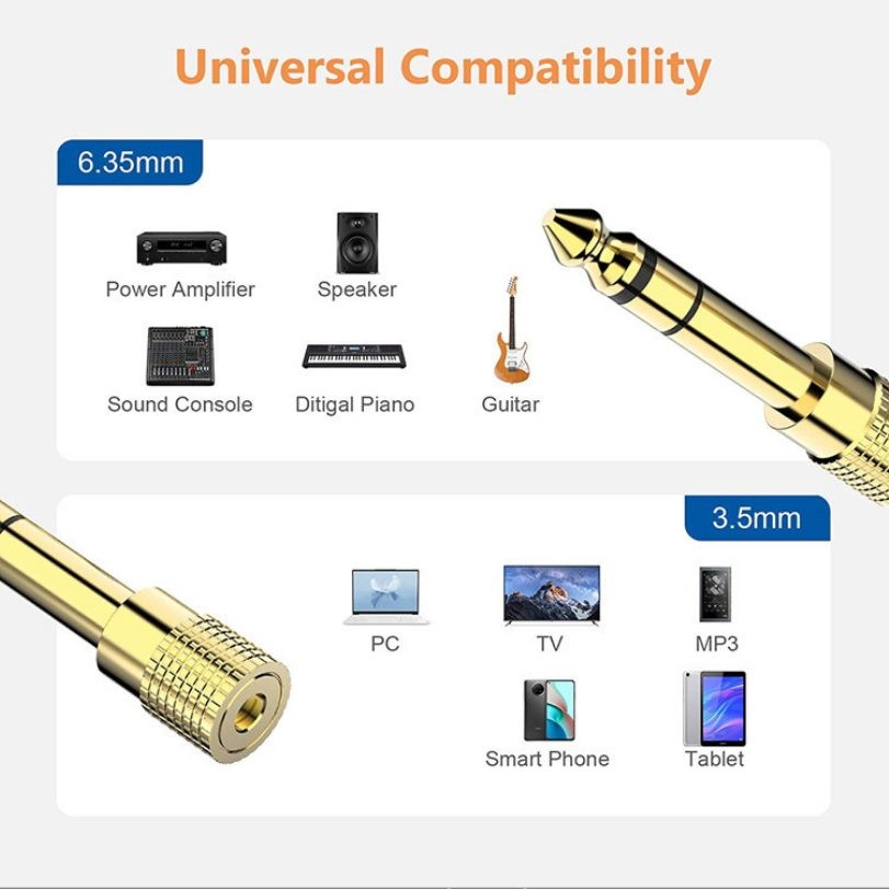 6.5MM Male to 3.5MM Female Jack Plug Audio Headset Microphone Guitar Adapter