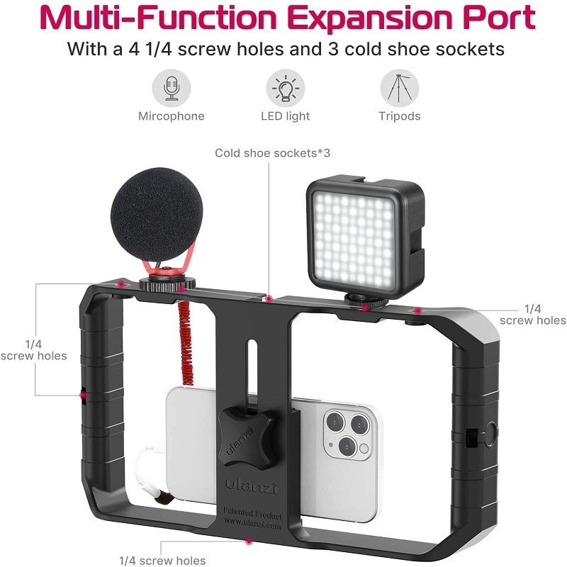 ULANZI U Rig Pro Smartphone Video Rig, Filmmaking Phone Video Stabilizer Grip