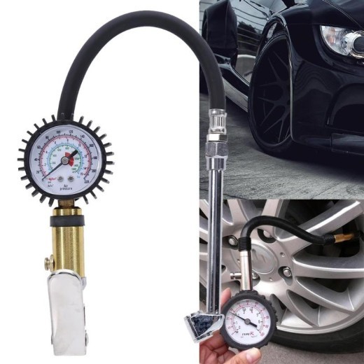 Grip tire inflation meter