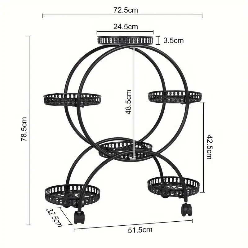 6 Pot Metal Plant Stand Multi-Layer Plant Holder