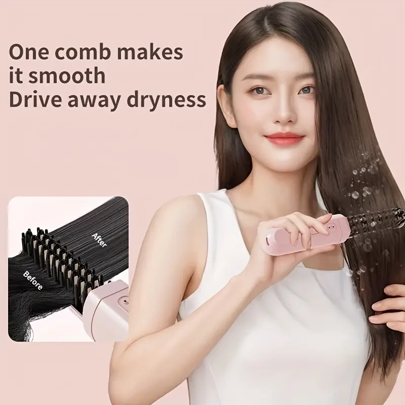Portable USB Rechargeable Hair Straightening Comb