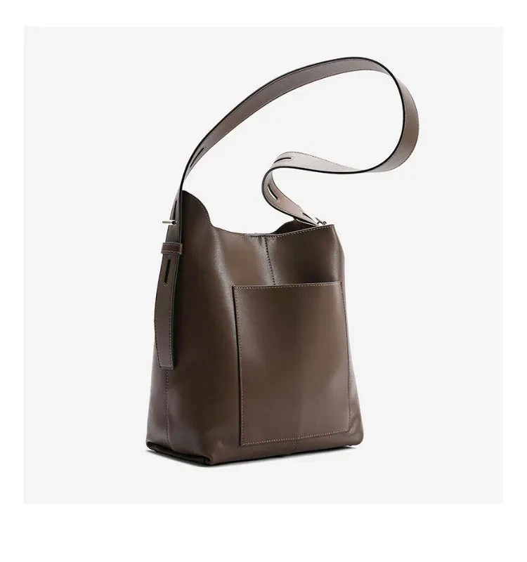 Genuine Leather Large-capacity Bucket Shoulder Messenger Bag