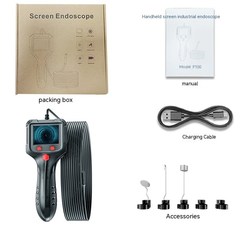 HD Handheld Automotive Testing Instrument 55mm Lens Pipe With Screen