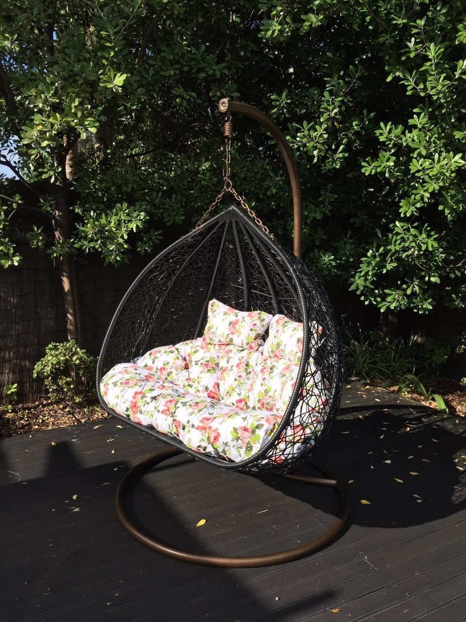 Double Outdoor/Indoor Egg Swing PE Wicker Rattan Hanging