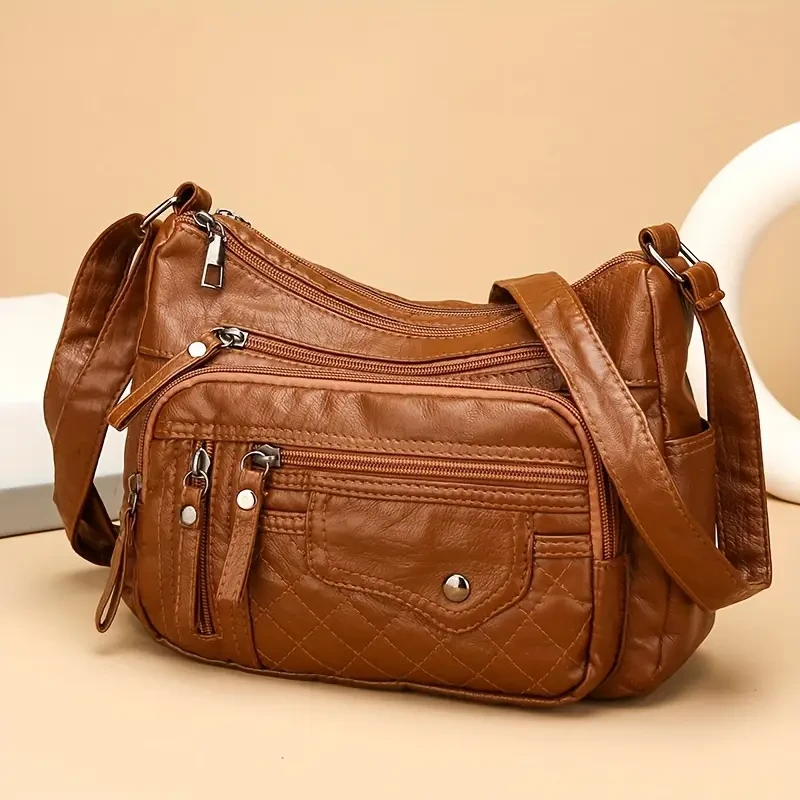 Large Capacity Nylon Shoulder Bag with Adjustable Strap