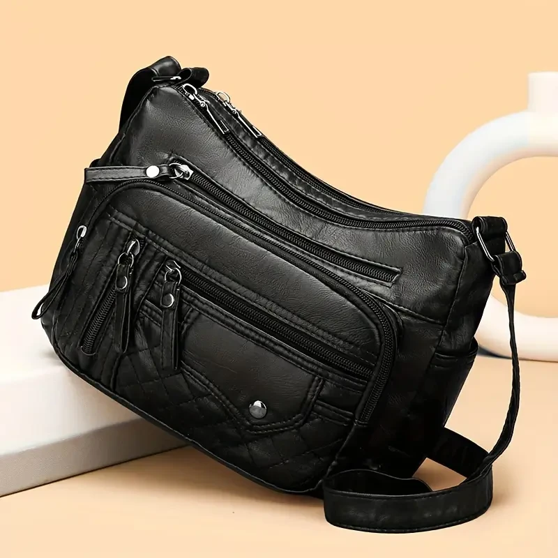 Large Capacity Nylon Shoulder Bag with Adjustable Strap