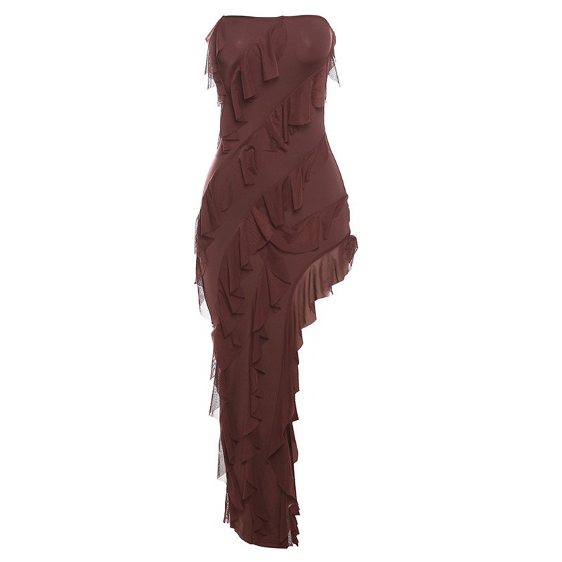 Summer Trend Skinny Women's Fashion Tube Top Backless Split Dress