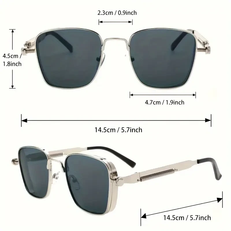 Retro Steampunk Silvery Square Metal Frame Fashion Glasses