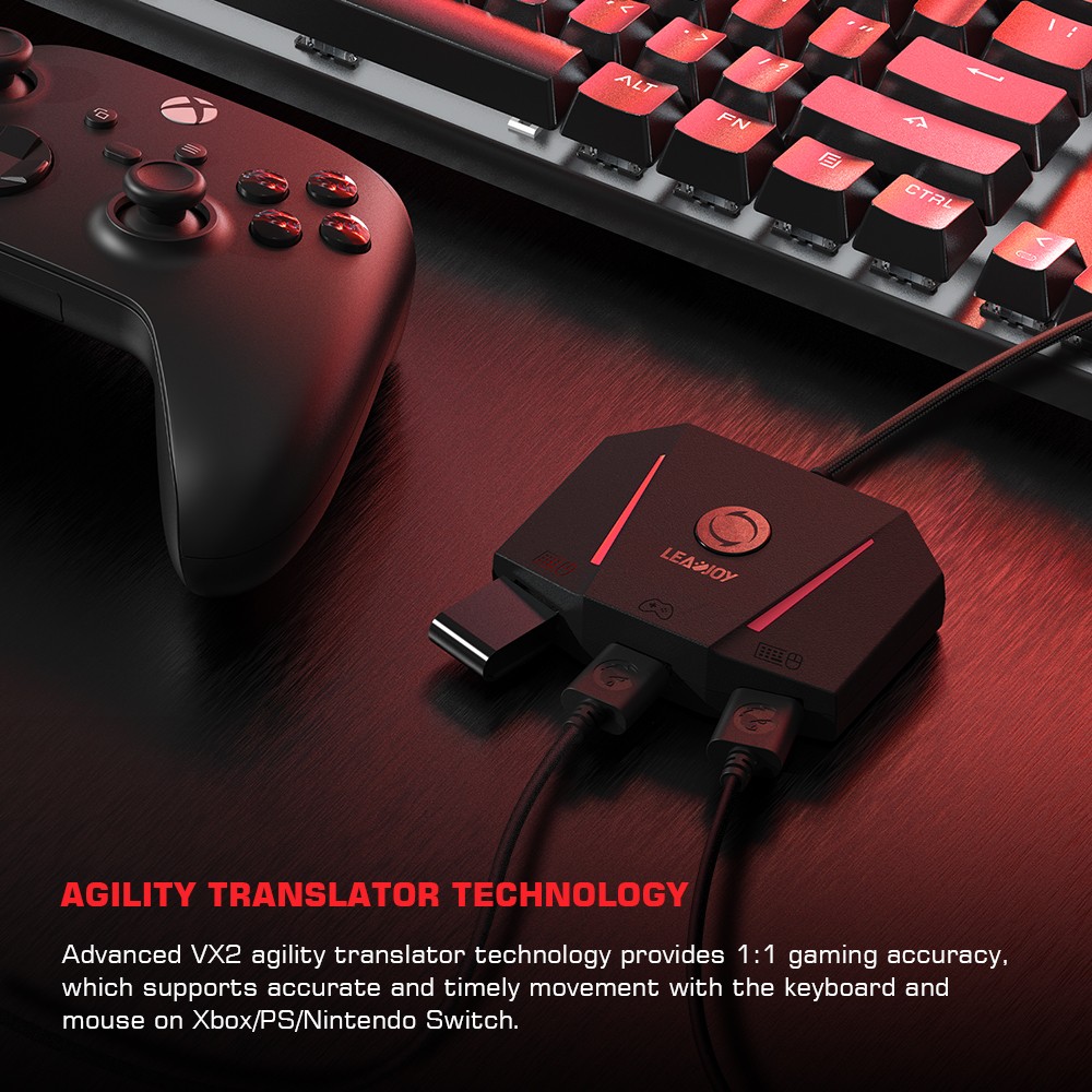 LEADJOY VX2 AimBox Keyboard Mouse Adapter Converter for Xbox Series X, Xbox Series S, PS4 & Nintendo Switch