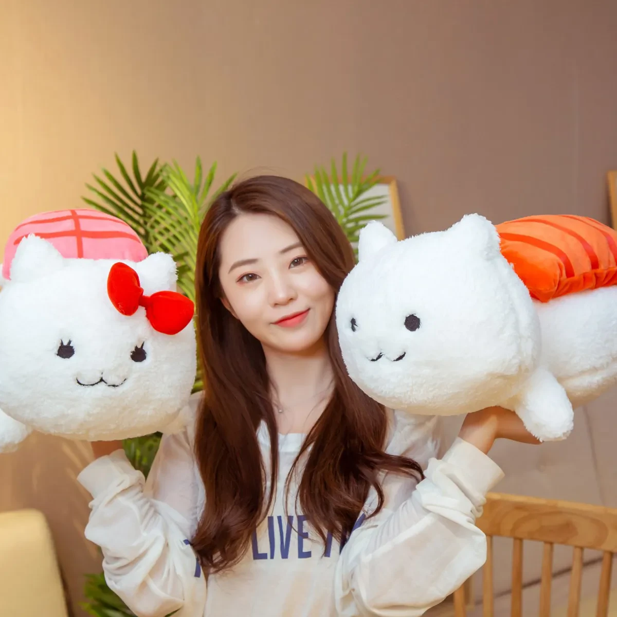 Plush Sushi Tuna Salmon Omelette Pillow Stuffed Fuzzy Toy Food Big Doll Sofa Decorative Kids SPY