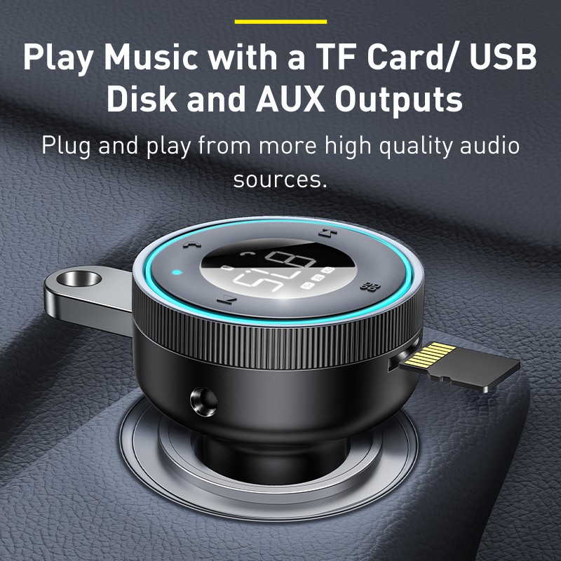 Baseus FM Transmitter Modulator  Bluetooth 5.0 Car Kit with USB Fast Charging