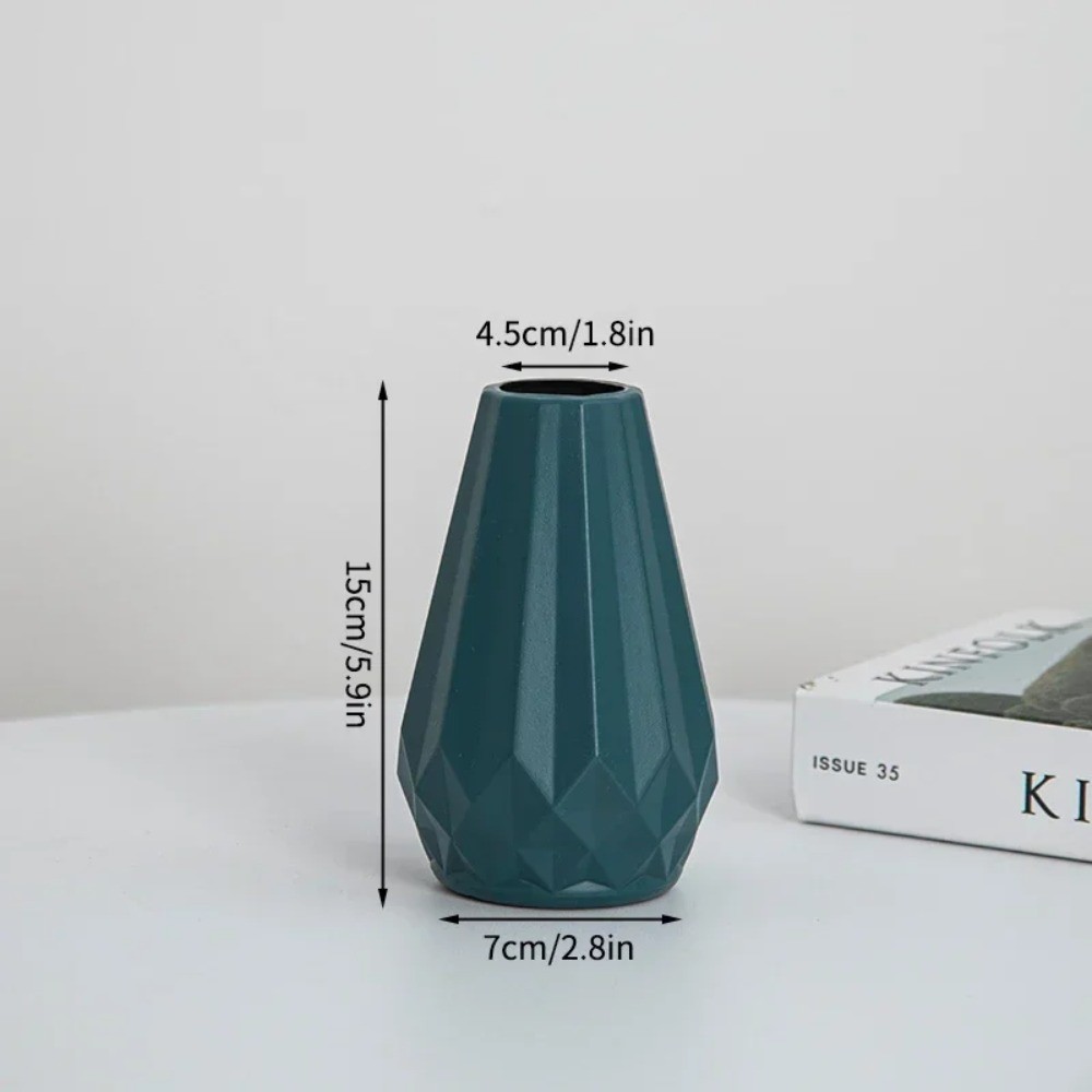 Diamond Shaped Flower Vase - Fashion Imitation Ceramic Plastic Flower Pot, Nordic Style Modern Flower Arrangement for Living Room