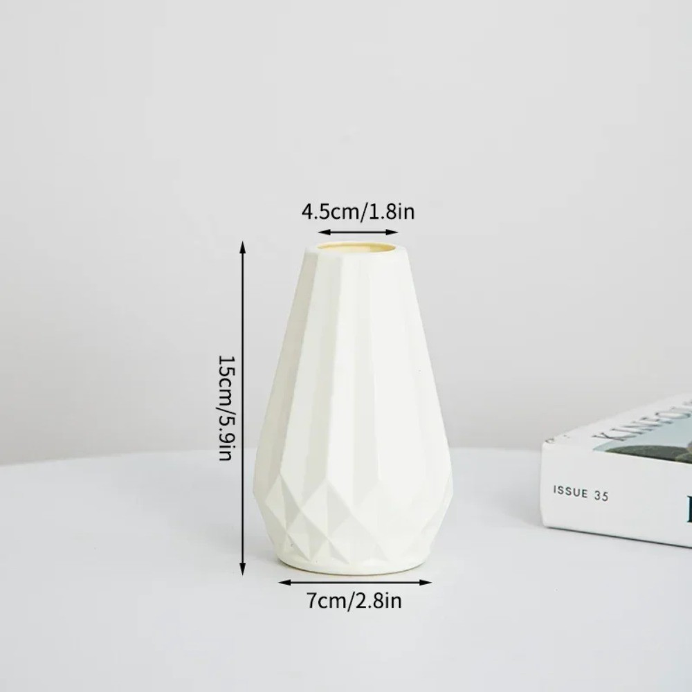 Diamond Shaped Flower Vase - Fashion Imitation Ceramic Plastic Flower Pot, Nordic Style Modern Flower Arrangement for Living Room