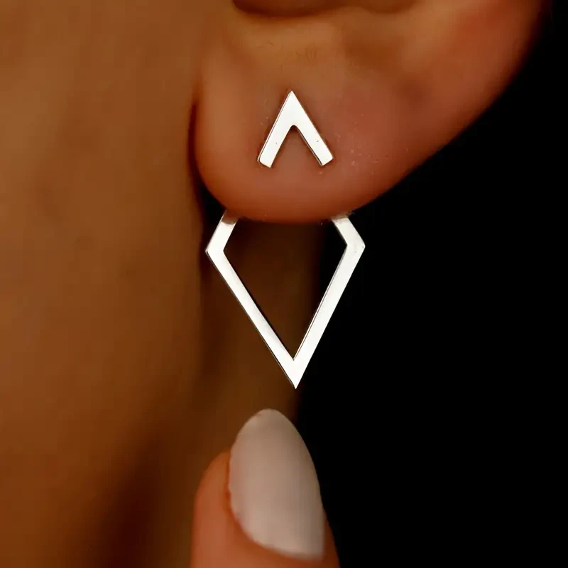 Geometric Open Frame Design Stud Earrings