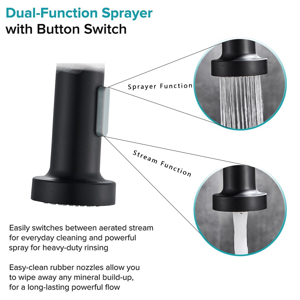 Rozin Brushed Nickel Kitchen Faucet - 360 Deck Mounted Mixer Tap
