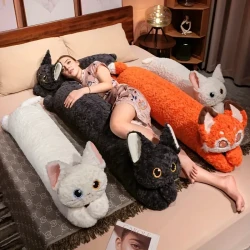 Ultra-Soft & Cute Cat Long Pillow - Perfect for Side Sleepers, Versatile as a Cushion, Hand Washable, Modern Design, All-Season Comfort