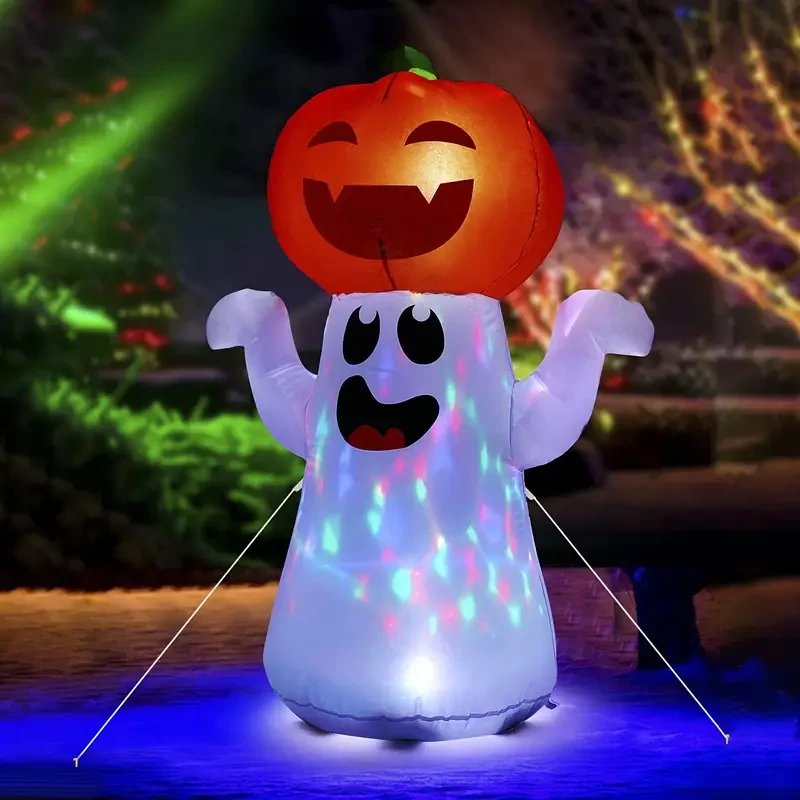Halloween Decorations Inflatable Pumpkin Ghost Built-in 360ð Rotating Magic Colorful Led Lights
