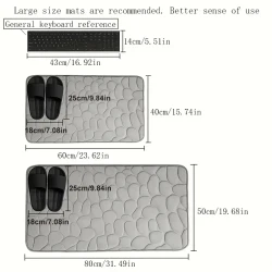 Non-Slip Memory Foam Bath Mat with Cobblestone Pattern Ã¢ÂÂ Quick Dry, Plush Polyester, Rubber Backing, Machine Washable Rug