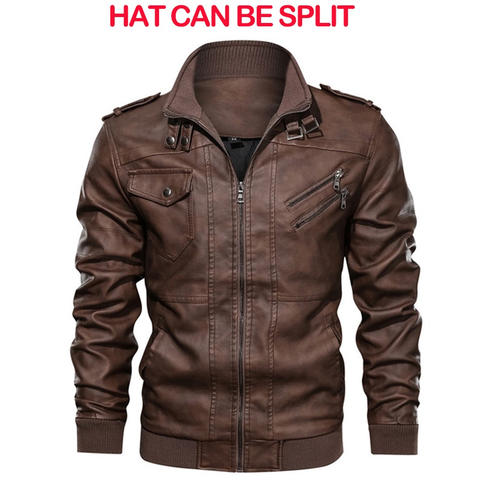 KB New Men's Leather Jacket - Autumn Motorcycle PU Biker Coat