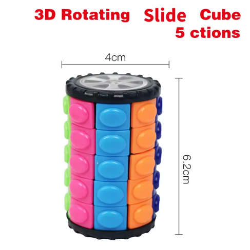 Creative 3D Rotating Slid Cube Puzzle Color Tower Decompression Novel Cube Child Puzzle Toy Parent-child Montessori Prop Gift