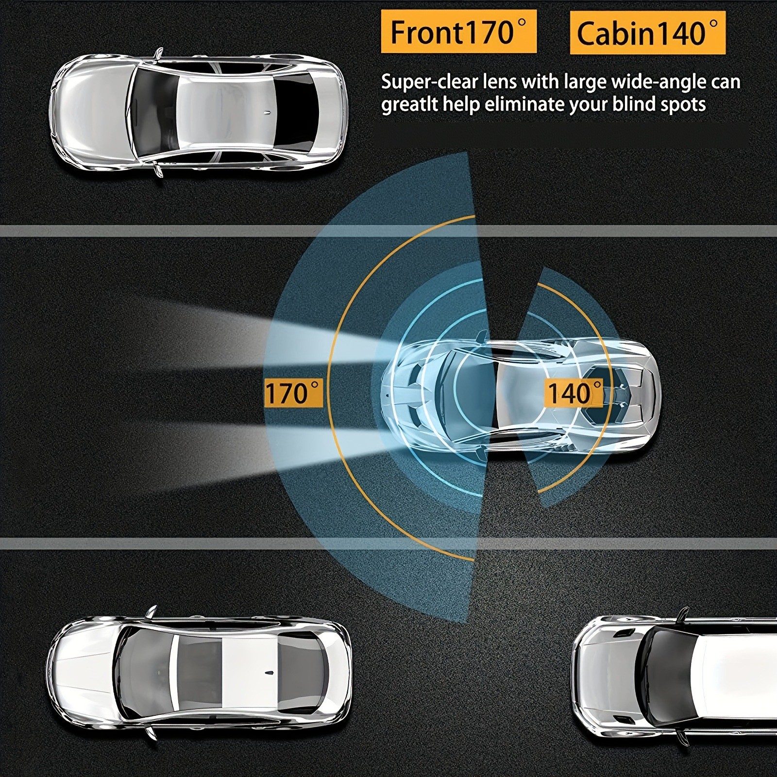 Car Driving Recorder HD Night Vision 1080p Car 360 Degrees Car Front Car Interior Double Mirror