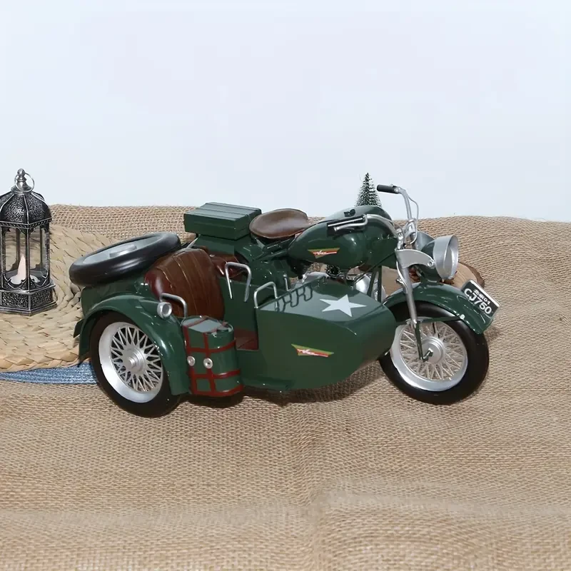 Vintage Military Motorcycle Model - 37.85cm Iron Crafted Collectible