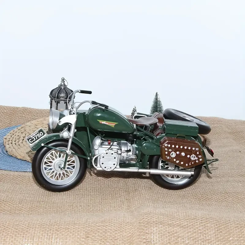Vintage Military Motorcycle Model - 37.85cm Iron Crafted Collectible