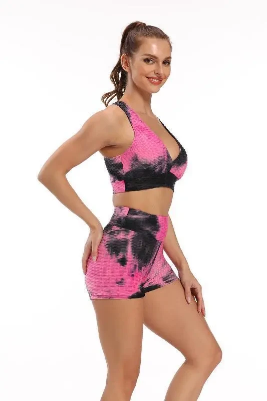 Exercise Yoga Clothes 3D Tie-dye Shorts Vest