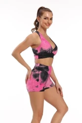 Exercise Yoga Clothes 3D Tie-dye Shorts Vest